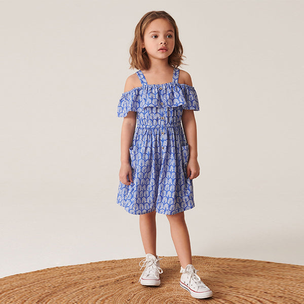 Printed Cold-Shoulder Dress (3-12yrs)