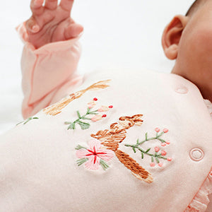 Pale Pink Bunny Floral Baby Sleepsuits 3 Pack (0mth-18mths)