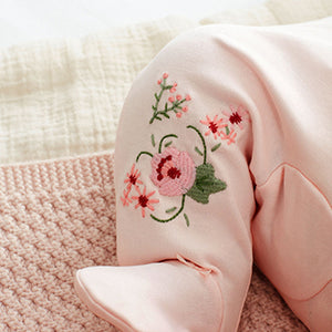 Pale Pink Bunny Floral Baby Sleepsuits 3 Pack (0mth-18mths)