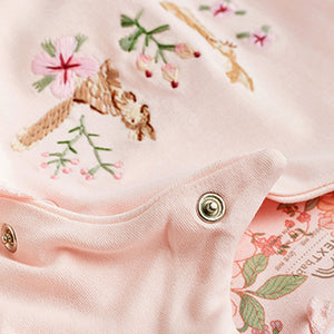 Pale Pink Bunny Floral Baby Sleepsuits 3 Pack (0mth-18mths)