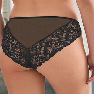 Black High Leg Comfort Lace Knickers