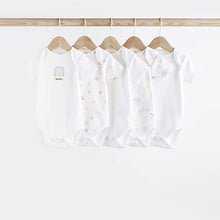 Load image into Gallery viewer, White Baby 5 Pack Short Sleeve Bodysuits
