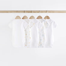 Load image into Gallery viewer, White Baby 5 Pack Short Sleeve Bodysuits
