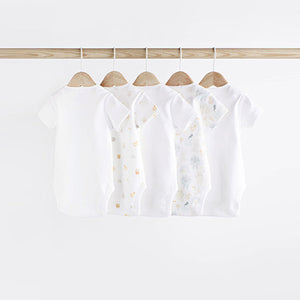 White Baby 5 Pack Short Sleeve Bodysuits