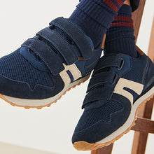 Load image into Gallery viewer, Navy Blue Strap Touch Fastening Trainers (Older Boys)
