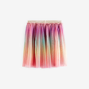 Pink Multi Ombre Rainbow  Mesh Skirt (3-12yrs)