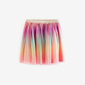 Pink Multi Ombre Rainbow  Mesh Skirt (3-12yrs)