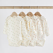 Load image into Gallery viewer, Cream Rainbow Baby Printed Long Sleeve Bodysuits 4 Pack (0mth-18mths)
