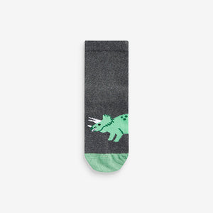 Grey Dinosaur 7 Pack Cotton Rich Socks (Boys)