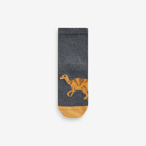 Grey Dinosaur 7 Pack Cotton Rich Socks (Boys)