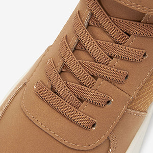 Tan Brown Single Strap Elastic Lace Boots (Older Boys)