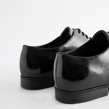Load image into Gallery viewer, Black Hi-shine Derby Lace- Up Shoes
