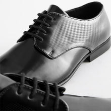Load image into Gallery viewer, Black Hi-shine Derby Lace- Up Shoes
