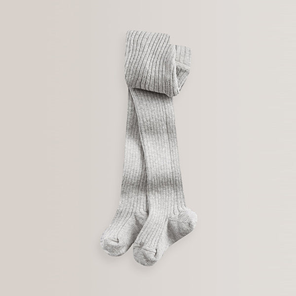 Grey Cotton Rich Rib Tights