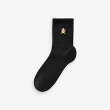Load image into Gallery viewer, Dog Faces Embroidered Motif Ankle Socks 4 Pack
