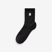 Load image into Gallery viewer, Dog Faces Embroidered Motif Ankle Socks 4 Pack
