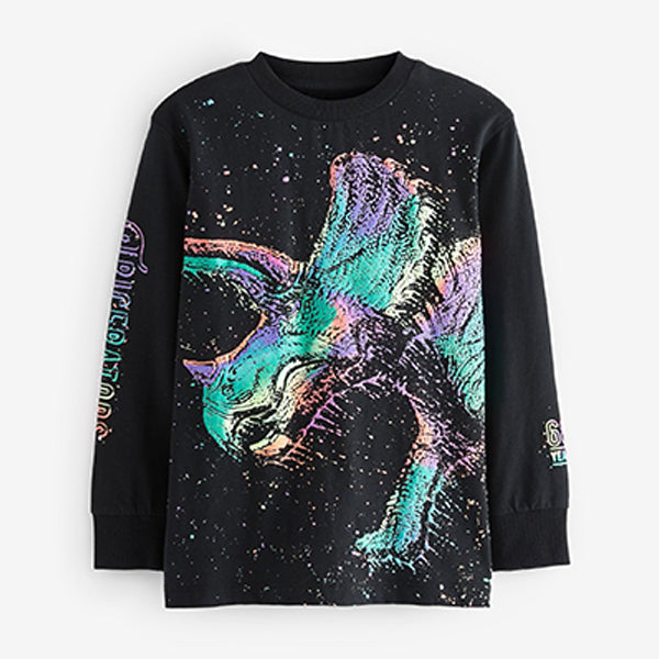 Rainbow Dino Graphic Long Sleeve T-Shirt (3-12yrs)