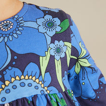 Load image into Gallery viewer, Blue Bright Floral Long Sleeve Jersey Dress (3mths-6yrs)
