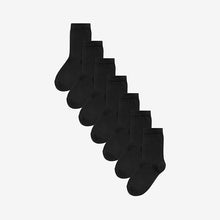 Load image into Gallery viewer, Black 7 Pack Cotton Rich Socks (Older Boys)
