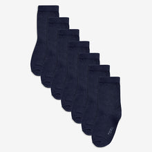 Load image into Gallery viewer, Navy Blue 7 Pack Cotton Rich Socks (Older Boys)
