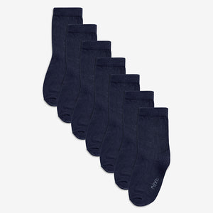 Navy Blue 7 Pack Cotton Rich Socks (Older Boys)