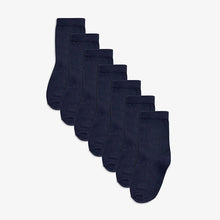 Load image into Gallery viewer, Navy Blue 7 Pack Cotton Rich Socks (Older Boys)
