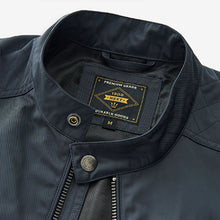 Load image into Gallery viewer, Navy Blue Shower Resistant Biker Jacket
