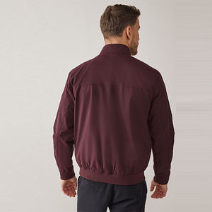 Burgundy Red Shower Resistant Check Lining Harrington Jacket