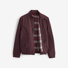 Load image into Gallery viewer, Burgundy Red Shower Resistant Check Lining Harrington Jacket
