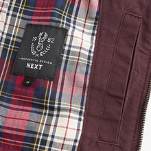 Load image into Gallery viewer, Burgundy Red Shower Resistant Check Lining Harrington Jacket
