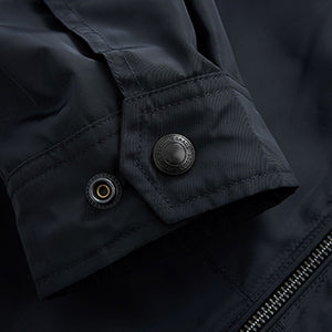 Navy Blue Funnel Neck Shower Resistant Jacket