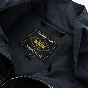 Navy Blue Funnel Neck Shower Resistant Jacket