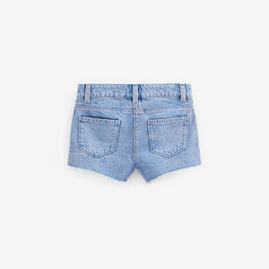 Bright Blue Regular Length 100% Cotton Frayed Edge Denim Shorts (3-12yrs)