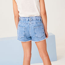 Load image into Gallery viewer, Bright Blue Regular Length 100% Cotton Frayed Edge Denim Shorts (3-12yrs)
