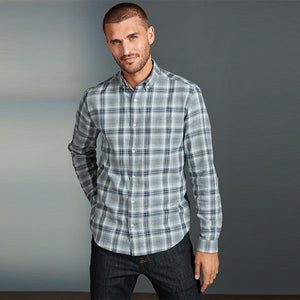 Grey Signature Brushed Flannel Check Shirt
