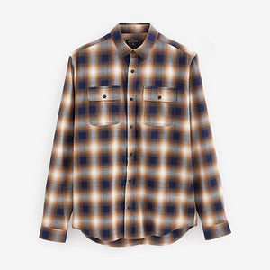 Tan/Navy Signature Brushed Flannel Check Shirt