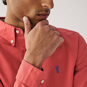 Coral Pink Long Sleeve Oxford Shirt