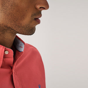 Coral Pink Long Sleeve Oxford Shirt
