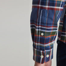 Load image into Gallery viewer, Blue Stretch Oxford Check Long Sleeve Shirt
