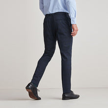 Load image into Gallery viewer, Navy Blue Skinny Fit Check Suit: Trousers
