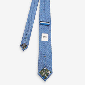 Cornflower Blue Slim Textured Tie And Clip