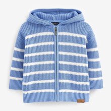Load image into Gallery viewer, Blue Knitted Zip Through Hoodie (3mths-5yrs)
