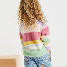 Load image into Gallery viewer, Multi Fluffy Stripe Cardigan (3-12yrs)
