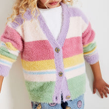 Load image into Gallery viewer, Multi Fluffy Stripe Cardigan (3-12yrs)
