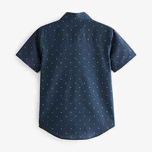 Navy Blue Printed Oxford Shirt (3-12yrs)