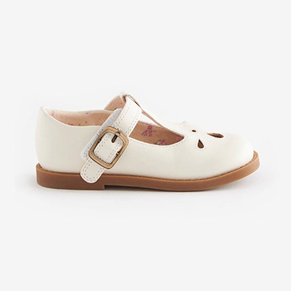 White Leather T-Bar Shoes (Younger Girls)