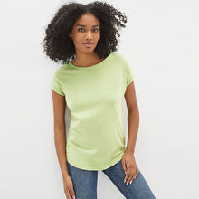 Load image into Gallery viewer, Lime Green Round Neck Cap Sleeve T-Shirt

