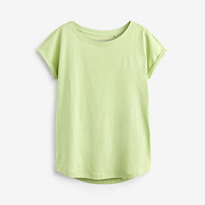 Lime Green Round Neck Cap Sleeve T-Shirt