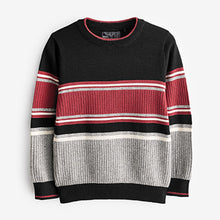 Load image into Gallery viewer, Red/Black Knitted Colourblock Jumper (3-12yrs)
