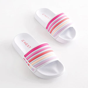 White/Pink Stripe Touch Fastening Sliders (Older Girls)